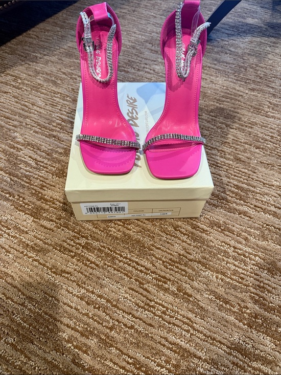 Public Desire Shoes - Public Desire Hot Pink Rhinestone Strap Heels